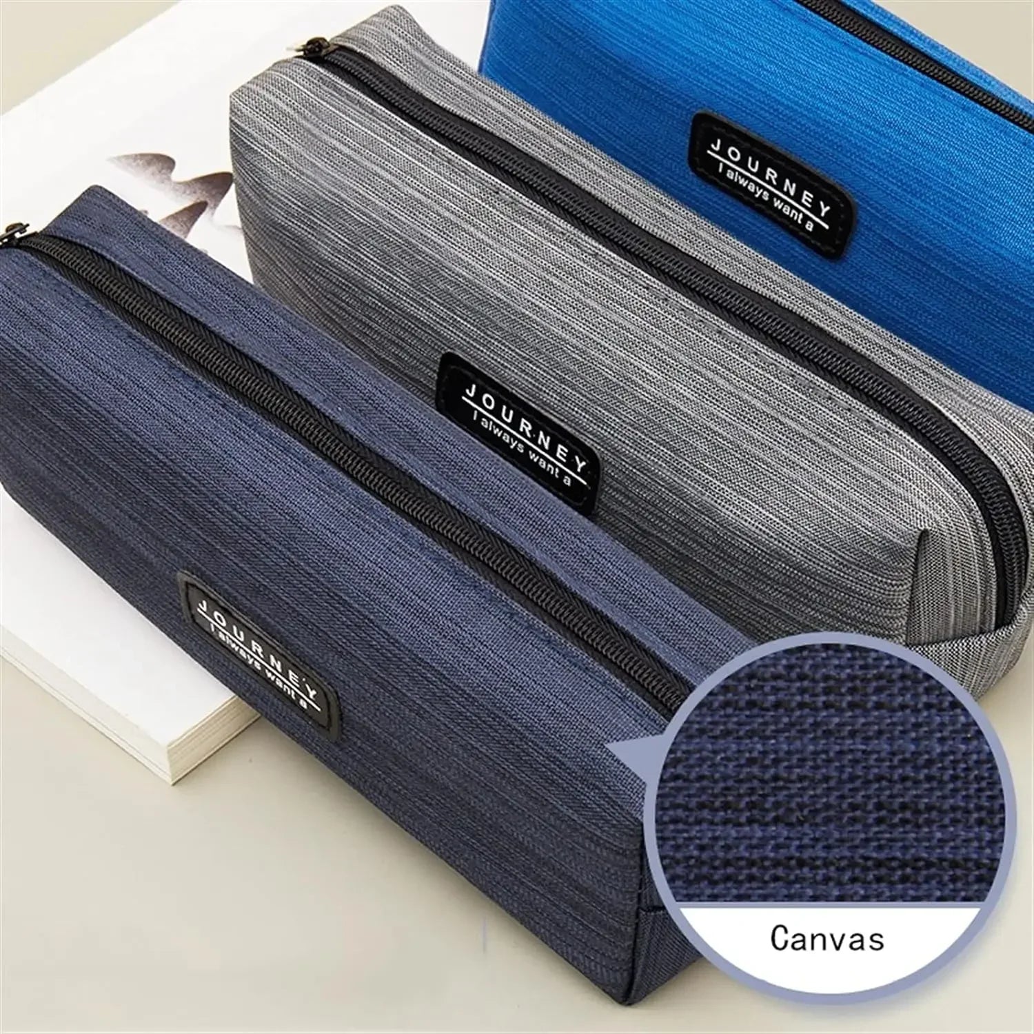 Small Pencil Bag Zipper Makeup Brush Holder Canvas Pencil Case Pouch Box Organizer Gift for School Student Teen Adults Travel