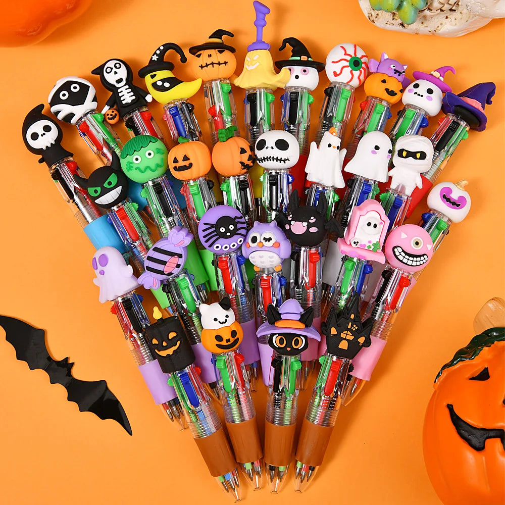 20Pcs/Lot Get 1 free Cartoon Halloween Mini Four-color Ballpoint Pen Cute Multi-color Pens Gift Kids Colorful Writing Supplies
