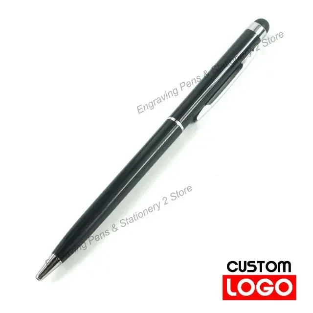 100 Pcs 13-color Metal 2-in-1 Stylus Universal Ballpoint Pen Custom Logo Office School Advertising Pen Text Engraving Wholesale