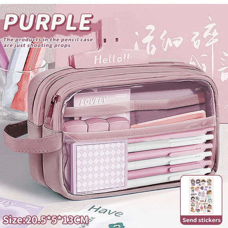 1 large capacity pencil case and stationery bag with multiple compartments, suitable for organizing office and school supplies