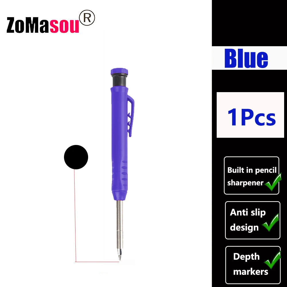 Top Solid Carpenter Mechanical Pencil Woodworking Long Head Deep Hole Markers Pen Pencils Refill Leads Sharpener Stationery