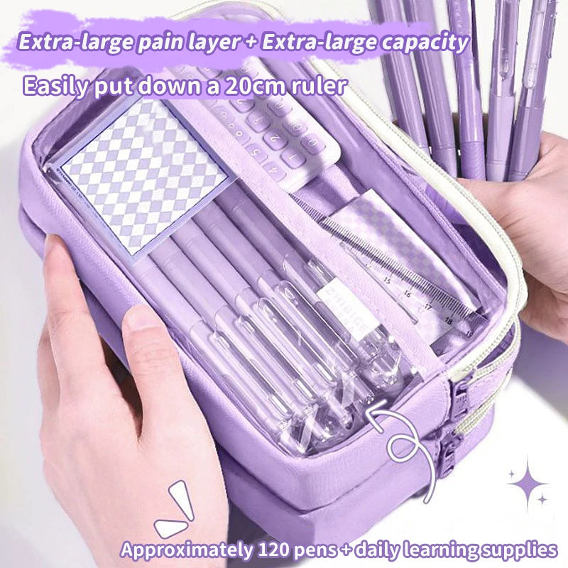 1 large capacity pencil case and stationery bag with multiple compartments, suitable for organizing office and school supplies
