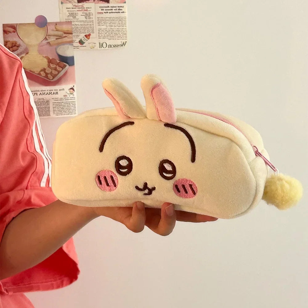 Chiikawa Anime Figures Pencil Cases Hachiware Plush Office School Supplies Pen Bag Portable Cosmetic Bag Girl Boy Students Gifts