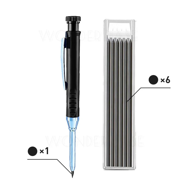 5 Colors 40mm Long Head Carpenter Mechanical Pencil Deep Hole Marker Pencil for Woodworking Construction Home Improvement