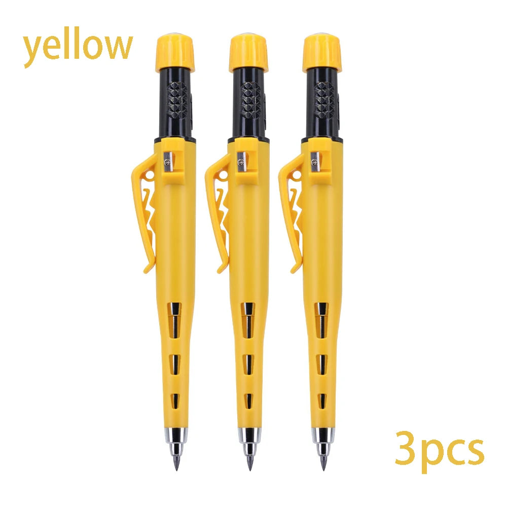 Multicolored 2.8mm Woodworking Mechanical Pencil with Sheath Built In Pencil Sharpener Long Headed Deep Hole Marking Pencil