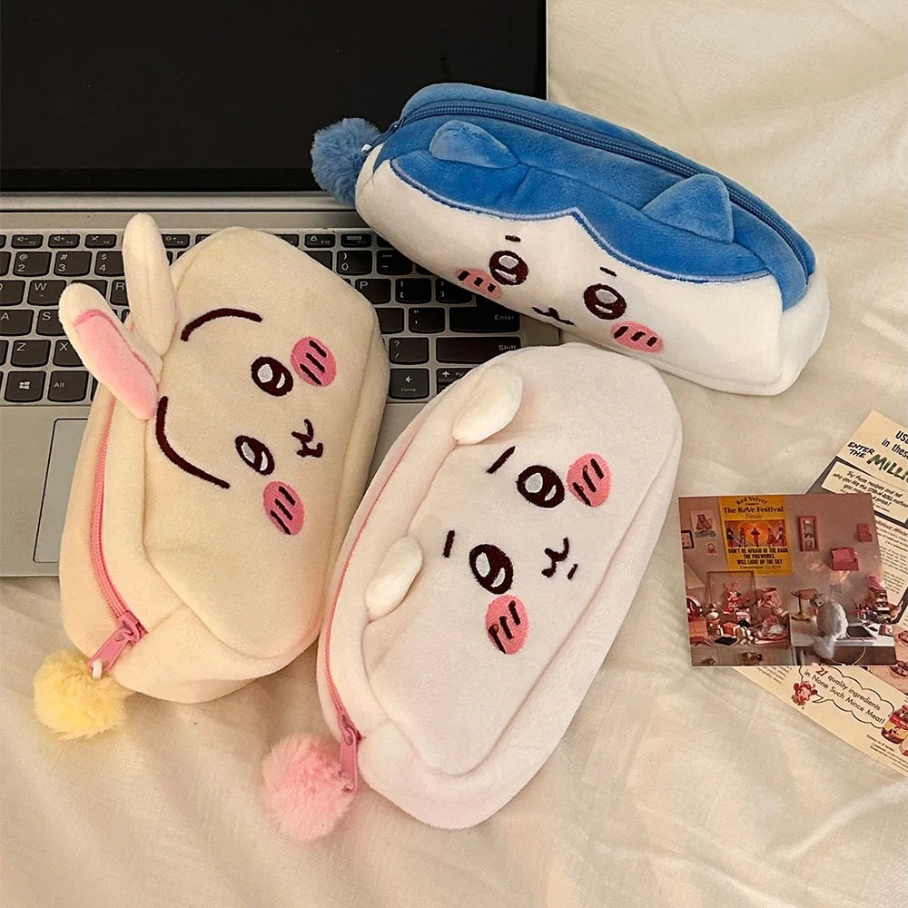 Chiikawa Anime Figures Pencil Cases Hachiware Plush Office School Supplies Pen Bag Portable Cosmetic Bag Girl Boy Students Gifts