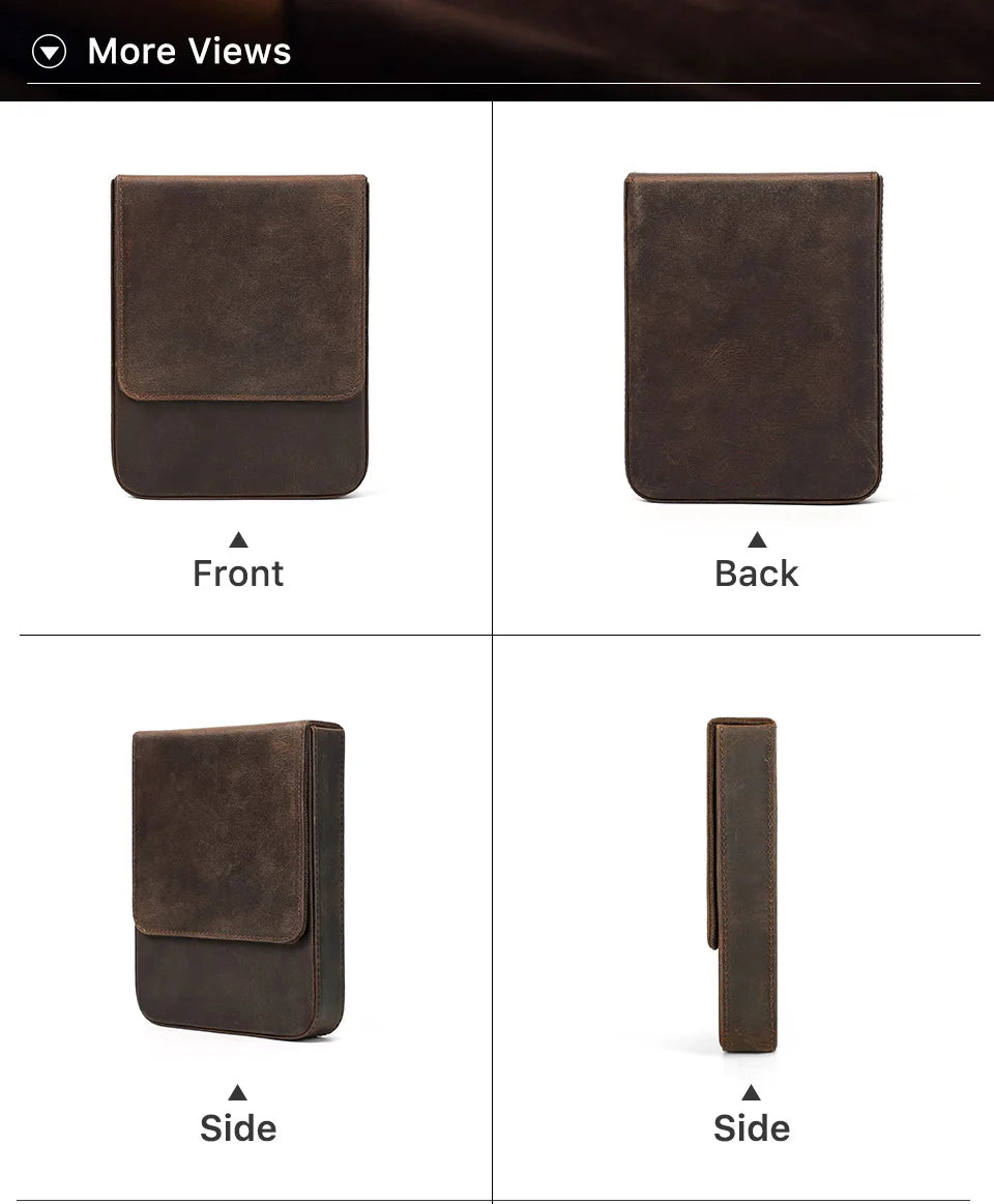 CONTACT'S FAMILY Handmade Fountain Pen Case Genuine Leather Holder Pencil Pouch Retro Pen Box Organizer School Office Men Women