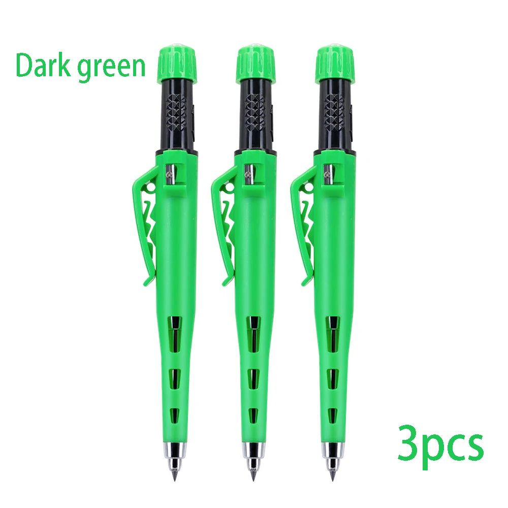 Multicolored 2.8mm Woodworking Mechanical Pencil with Sheath Built In Pencil Sharpener Long Headed Deep Hole Marking Pencil