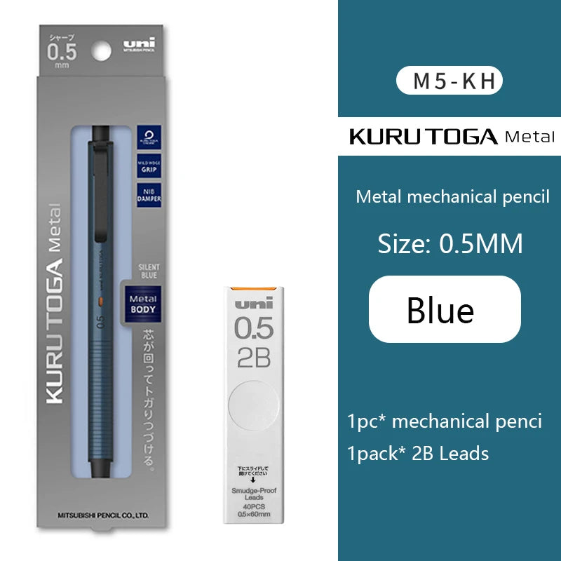 Uni Kuru Toga Metal Mechanical Pencil,M5-KW/KH Metal&Wood Barrel Premium 0.5mm Automatic Rotation Engine For Writing,DraftingPen