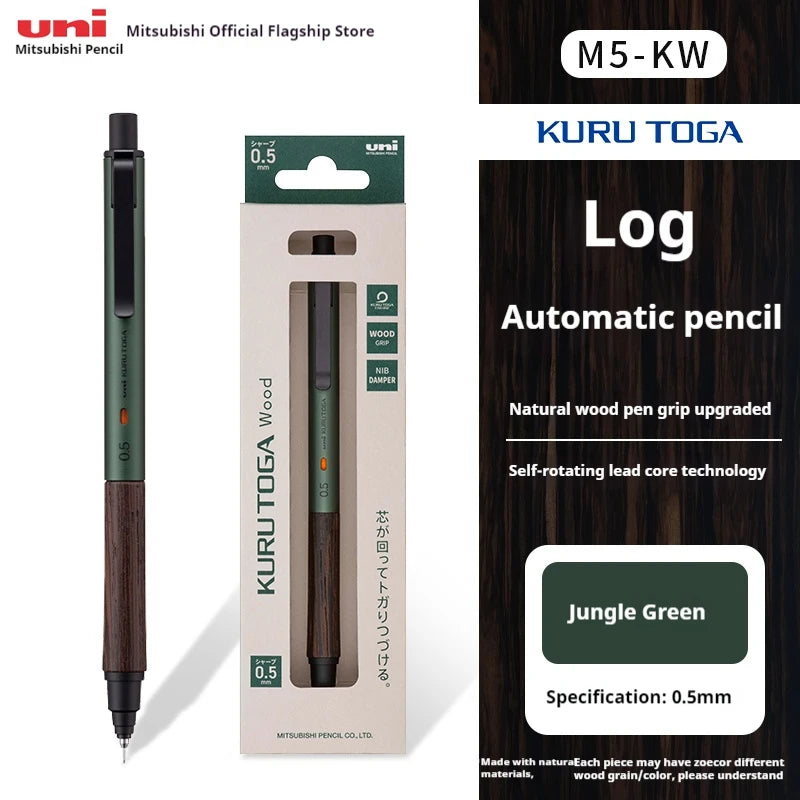 Uni Kuru Toga Metal Mechanical Pencil,M5-KW/KH Metal&Wood Barrel Premium 0.5mm Automatic Rotation Engine For Writing,DraftingPen
