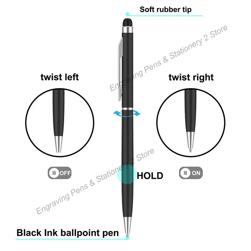100 Pcs 13-color Metal 2-in-1 Stylus Universal Ballpoint Pen Custom Logo Office School Advertising Pen Text Engraving Wholesale