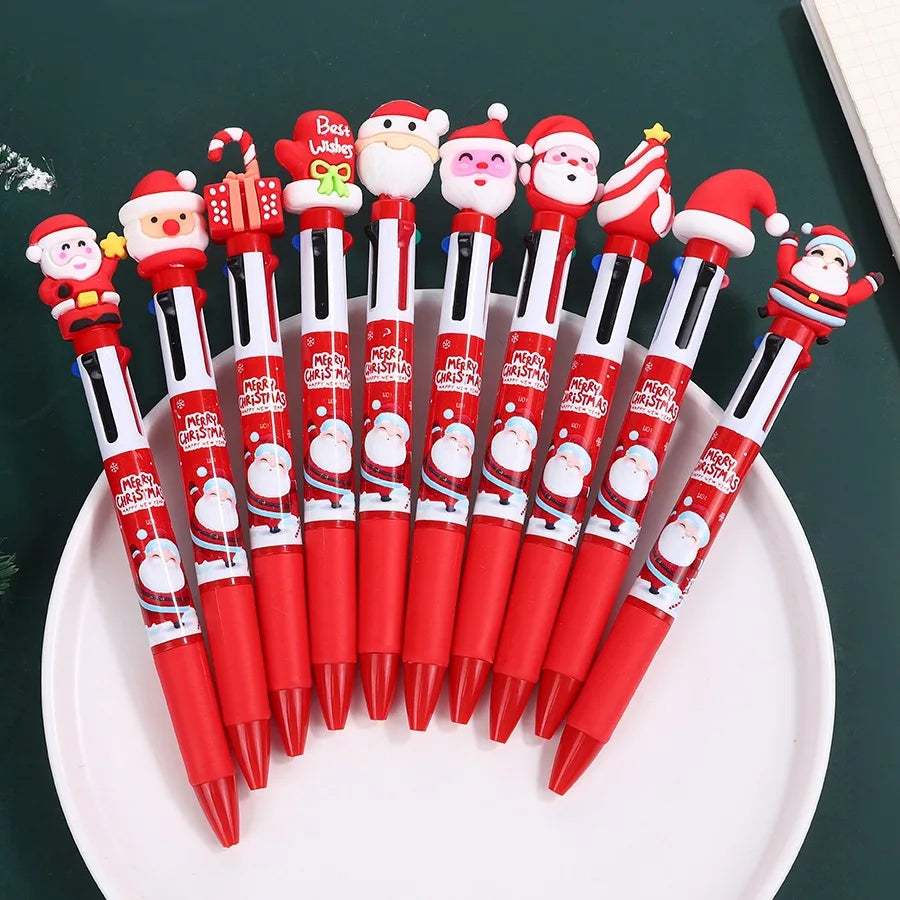 30Pcs/Lot Kawaii Christmas Series Multicolor Ballpoint Pen Cute Cartoon Santa Claus 10Color 6Color 4Color Pens School Kids Gifts
