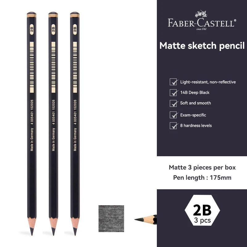 Faber-Castell 3/12pcs Graphite Matte Sketch Pencil Set For Black Lead Writing Sketching Drawing Graphite Pencils Art Supplies