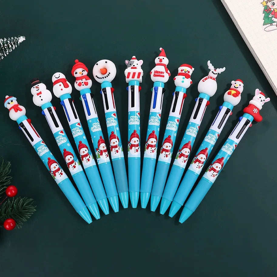 30Pcs/Lot Kawaii Christmas Series Multicolor Ballpoint Pen Cute Cartoon Santa Claus 10Color 6Color 4Color Pens School Kids Gifts
