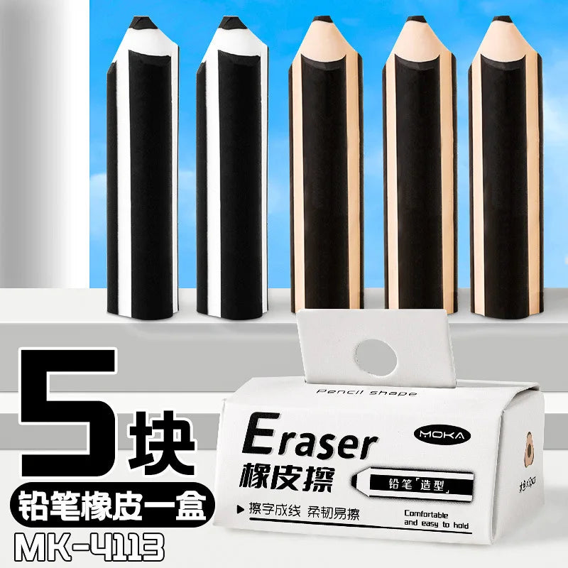 5/10 Pcs Eraser Pen-Shaped Eraser Ergonomic Comfortable Handing Cleaned Thoroughly For Kids Daily Write Sketch School Supplies