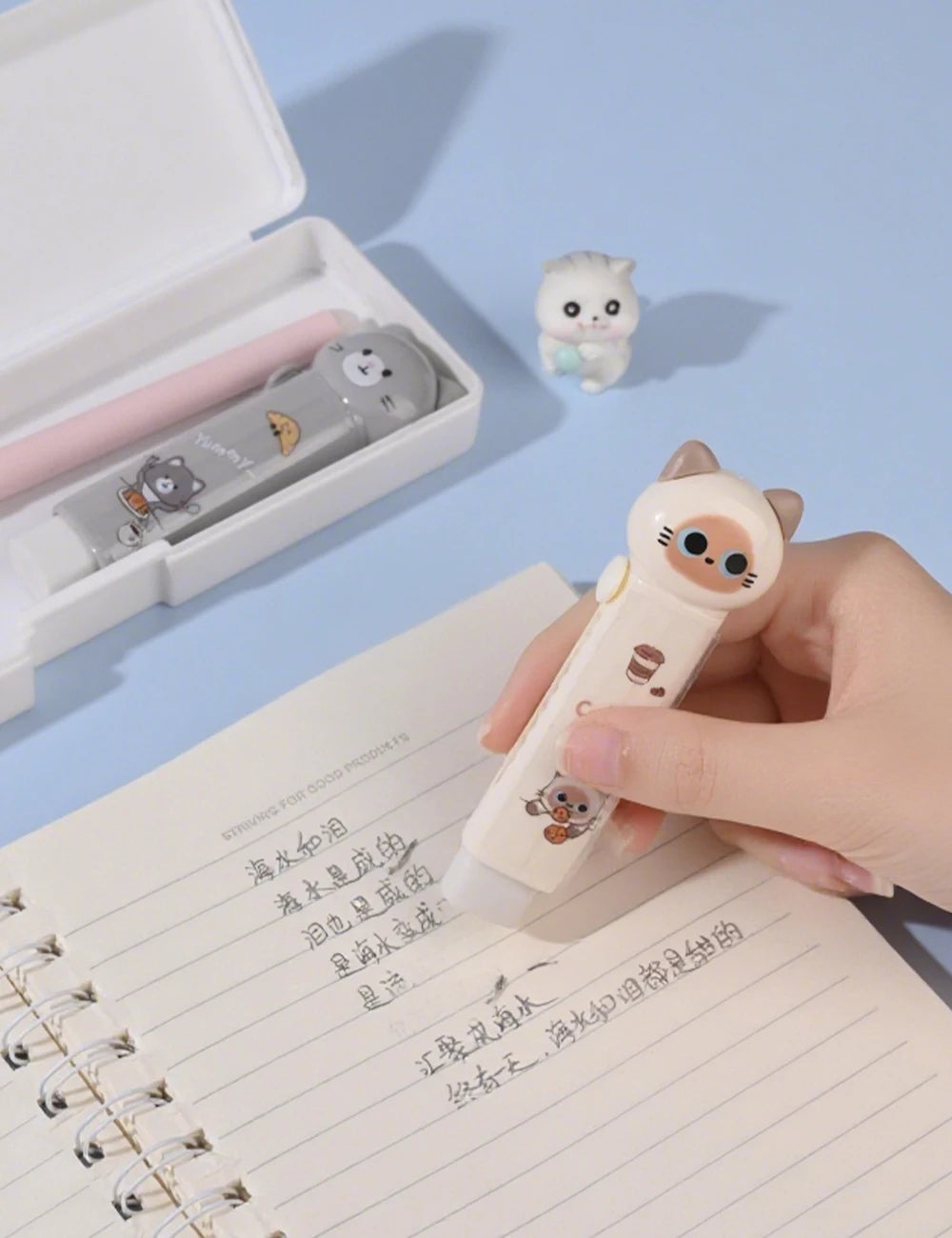1/4pcs Cartoon Cat Town Eraser Mini Kitty Push Type Rubber Erasers for Pencil Cleaning Stationery School Student A3156