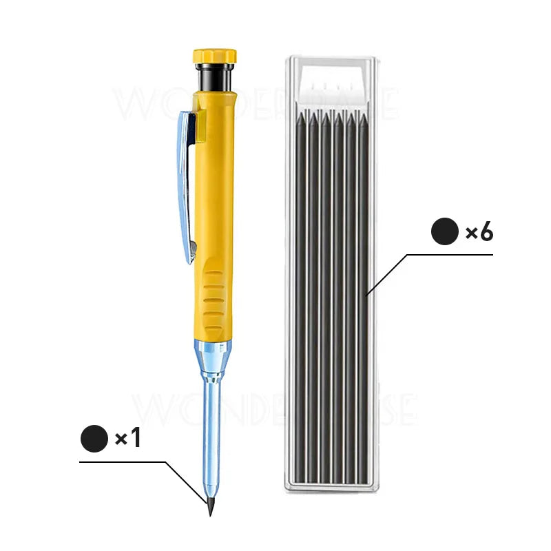 5 Colors 40mm Long Head Carpenter Mechanical Pencil Deep Hole Marker Pencil for Woodworking Construction Home Improvement
