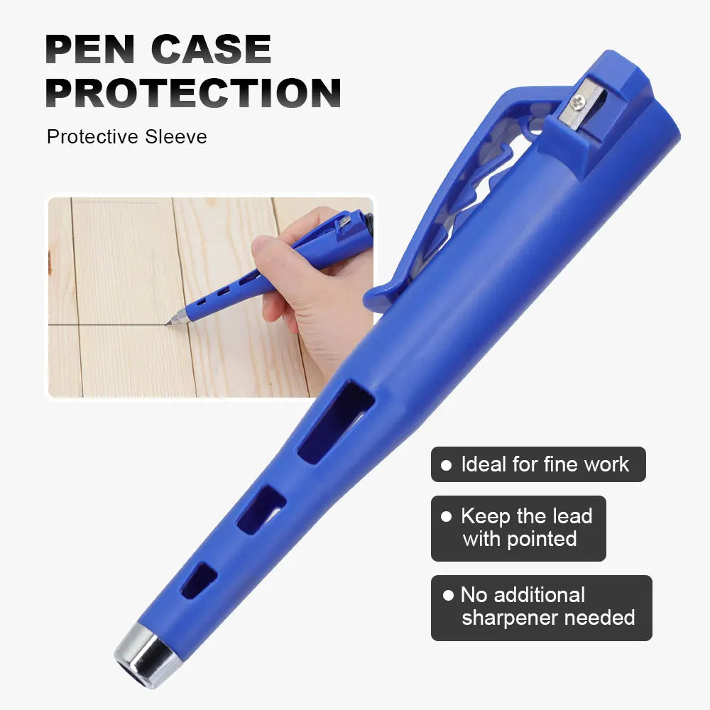 Multicolored 2.8mm Woodworking Mechanical Pencil with Sheath Built In Pencil Sharpener Long Headed Deep Hole Marking Pencil