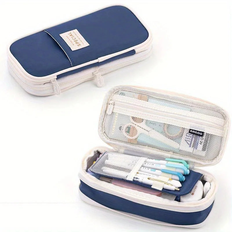 Extra large capacity pencil case, simple pencil case, waterproof fabric, suitable for students office supplies desktop organizer