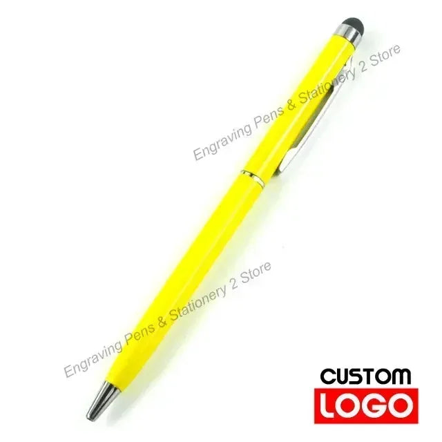 100 Pcs 13-color Metal 2-in-1 Stylus Universal Ballpoint Pen Custom Logo Office School Advertising Pen Text Engraving Wholesale