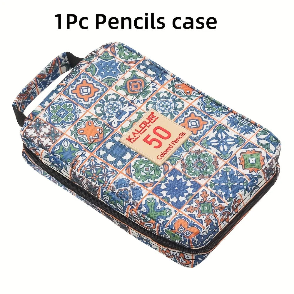 1pc Colored Pencil Case 50/72/120 Slots, Large Capacity Pen Pencil Case, Gel Pens Organizer Zipper Carrying Portable Suitable