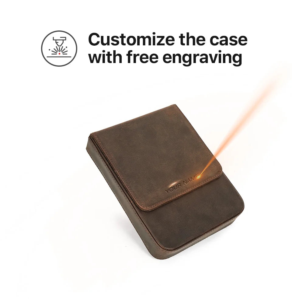 CONTACT'S FAMILY Handmade Fountain Pen Case Genuine Leather Holder Pencil Pouch Retro Pen Box Organizer School Office Men Women