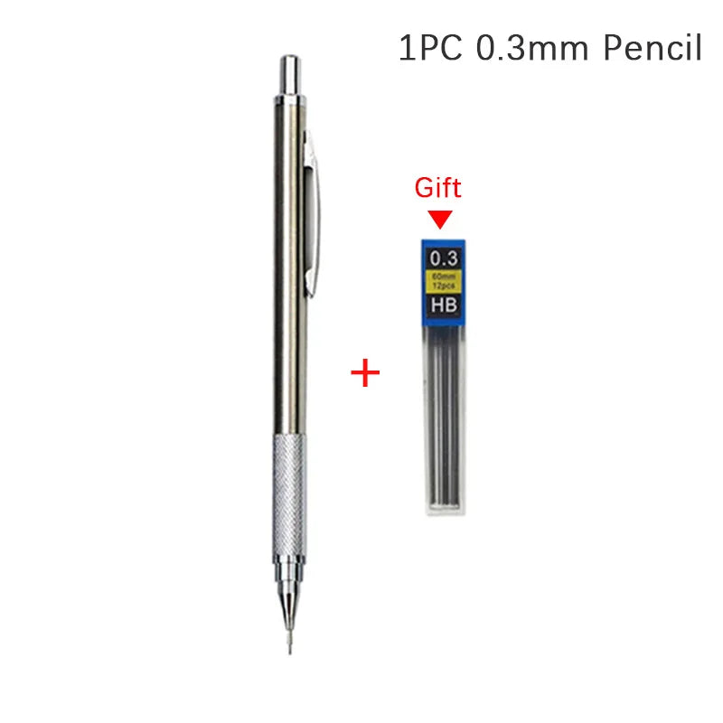 0.3 0.5 0.7 0.9 1.3 2.0 3.0mm Mechanical Pencil Full Metal Art Drawing Painting Automatic Pencil with Leads Office School Supply