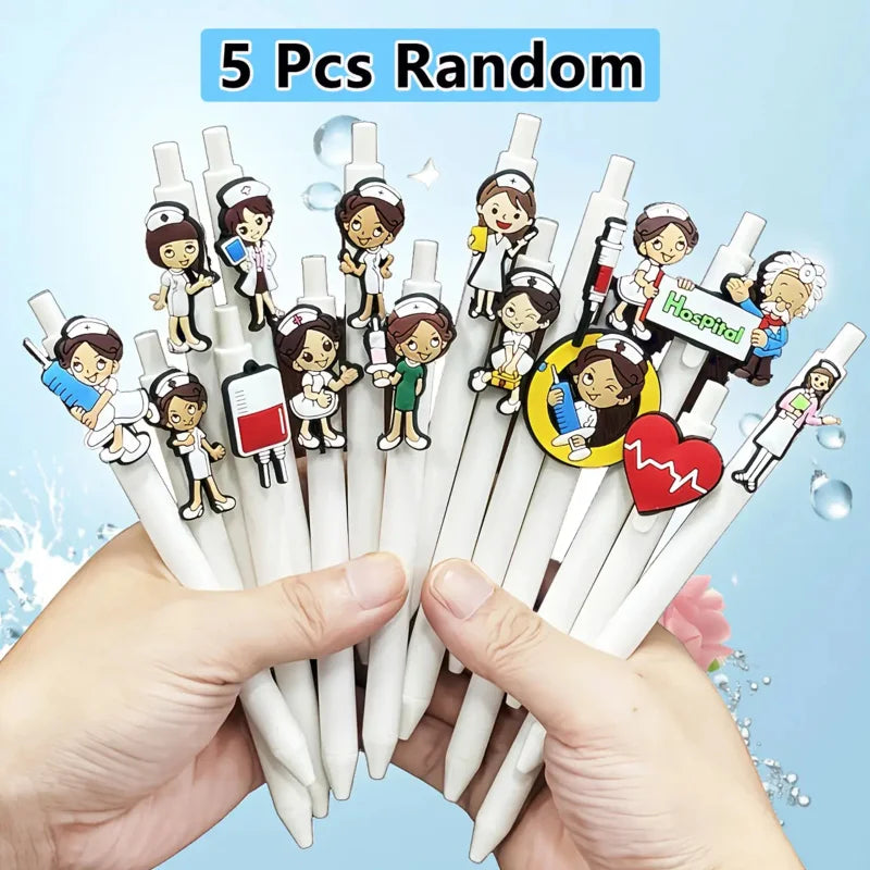 15/10/5 pcs Nurse-Themed Retractable Ballpoint Pens  Fun Medical Designs - Ideal Gift for Nurses & Medical Students