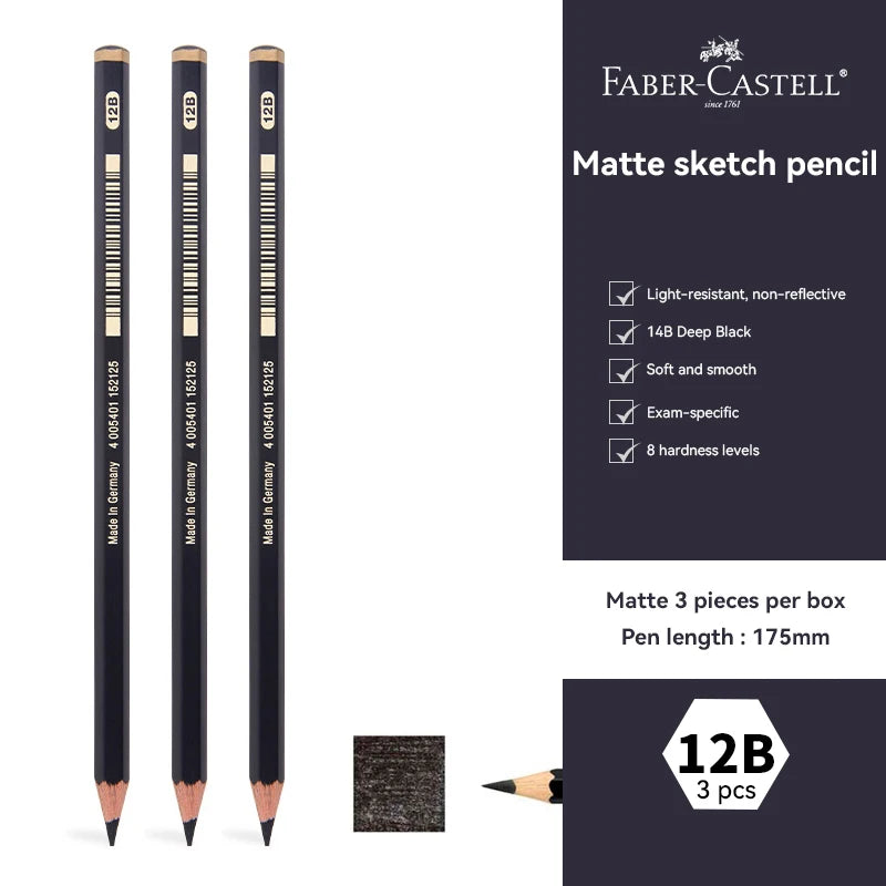 Faber-Castell 3/12pcs Graphite Matte Sketch Pencil Set For Black Lead Writing Sketching Drawing Graphite Pencils Art Supplies