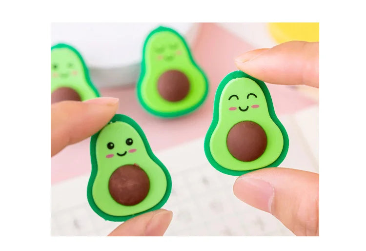 NEW Cute Kawaii Avocado Rubber Erasers Novelty Fruit Pencil Eraser for Student School Correction Supplies Kids Gift Promotional