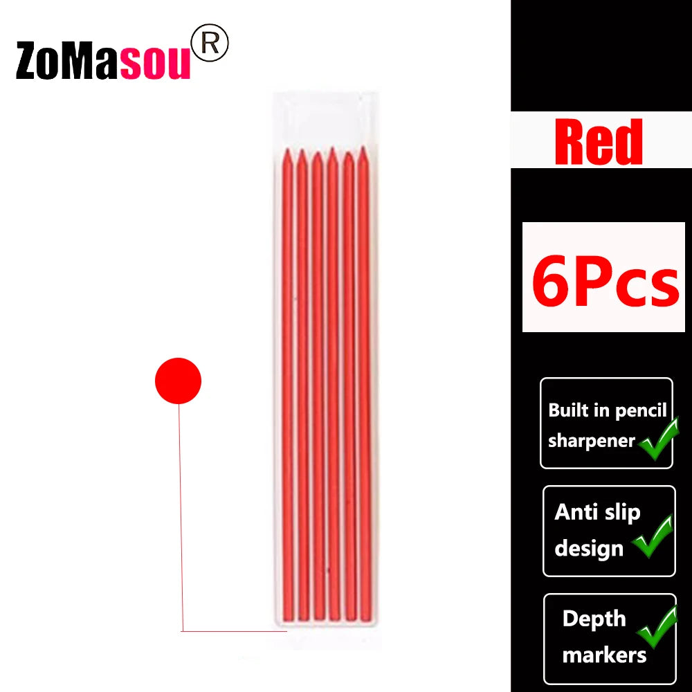 Top Solid Carpenter Mechanical Pencil Woodworking Long Head Deep Hole Markers Pen Pencils Refill Leads Sharpener Stationery