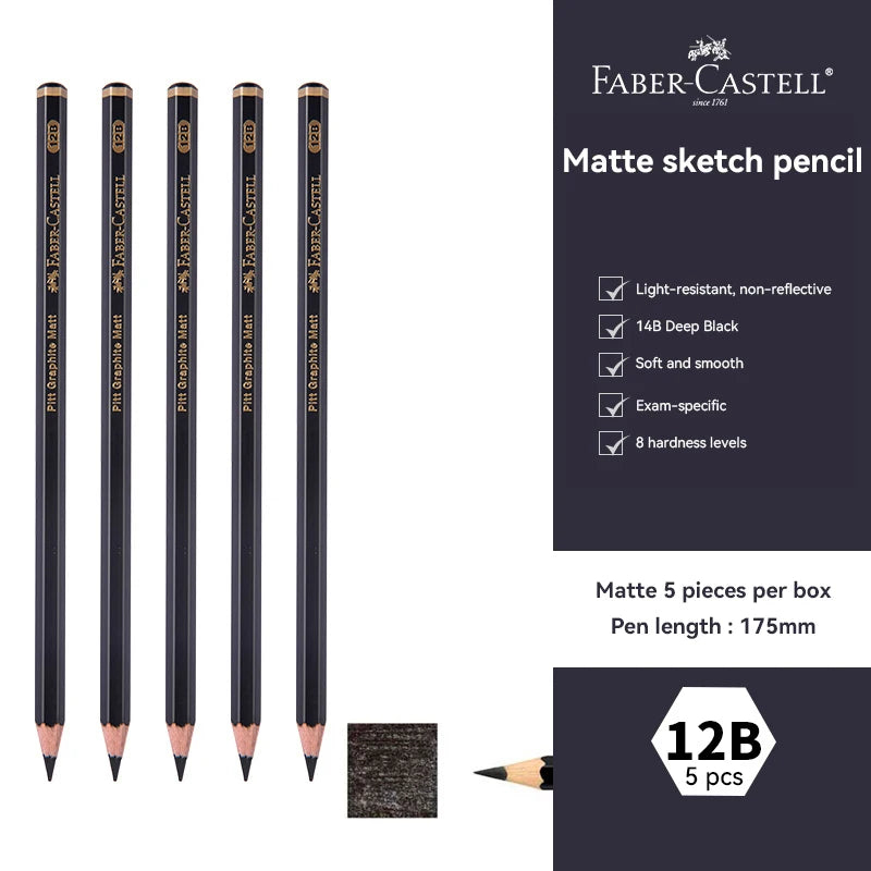 Faber-Castell Graphite Matte Pencil Set HB 2B 4B 6B 8B 10B 12B 14B Shading Writing Sketch Drawing Pencil Stationery Art Supplies