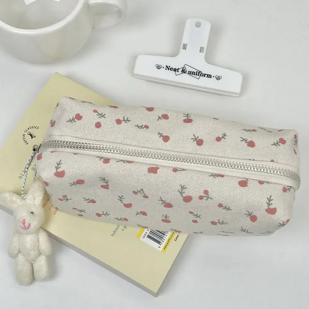 Small Fresh Floral Pen Bag Large Capacity Pencil Case Multifunctional Stationery Storage Bag Student School Organizer Supplies