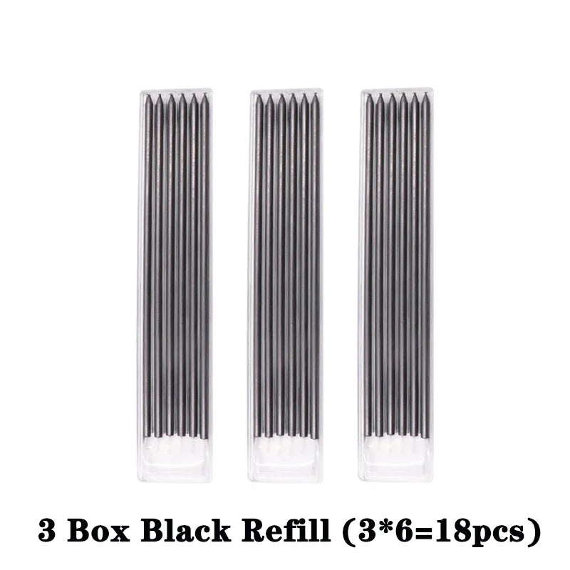 Solid Carpenter Pencil Woodworking  Mechanical 3 Colors Refill Construction Marking Scriber Lead Built-in Sharpener