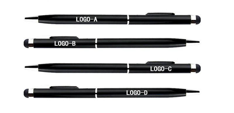 100 Pcs 13-color Metal 2-in-1 Stylus Universal Ballpoint Pen Custom Logo Office School Advertising Pen Text Engraving Wholesale