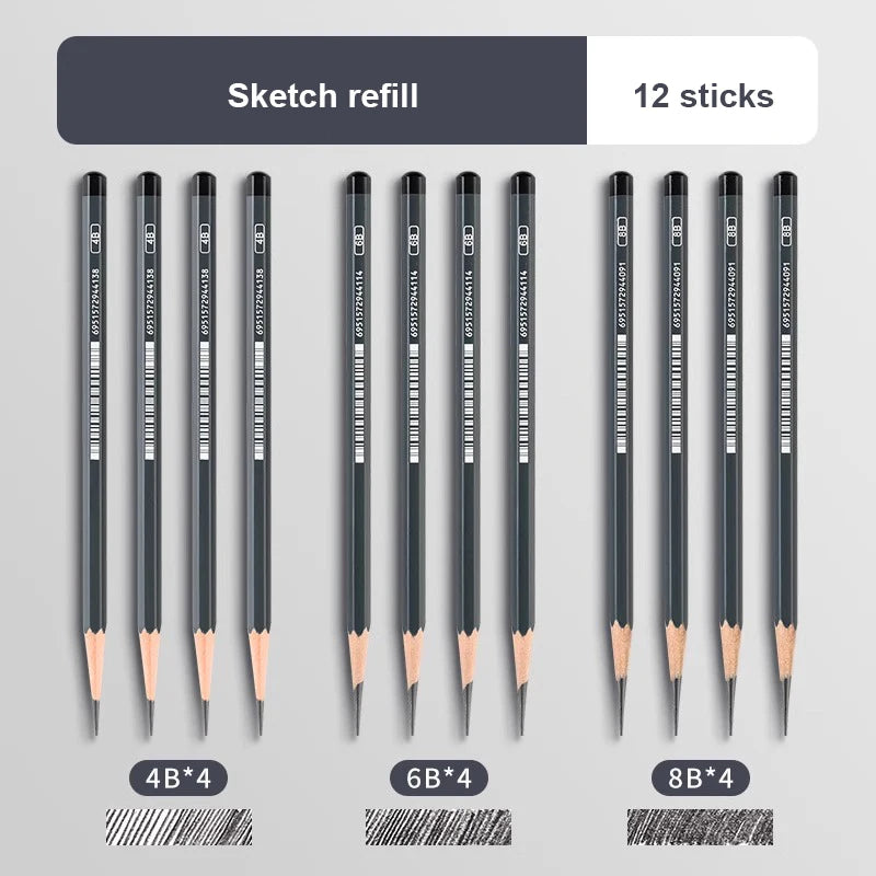 Drawing Sketch Pencils Set Wooden Professional Art Supplies HB 2H B 2B 3B 4B 5B 6B 7B 8B 12B 14B Painting Shading Artist Pencils