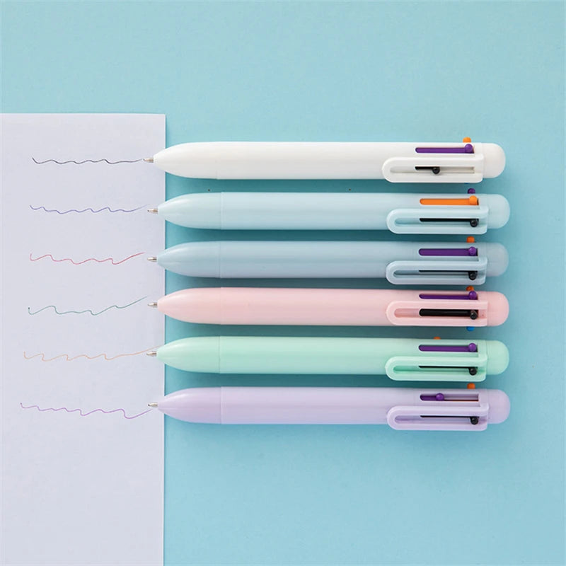 1pcs Candy Design Multi Color Ink Ballpoint Pen 0.5mm 6 In 1 Roller Ball Pen Spot Liner Marker Office School A7098