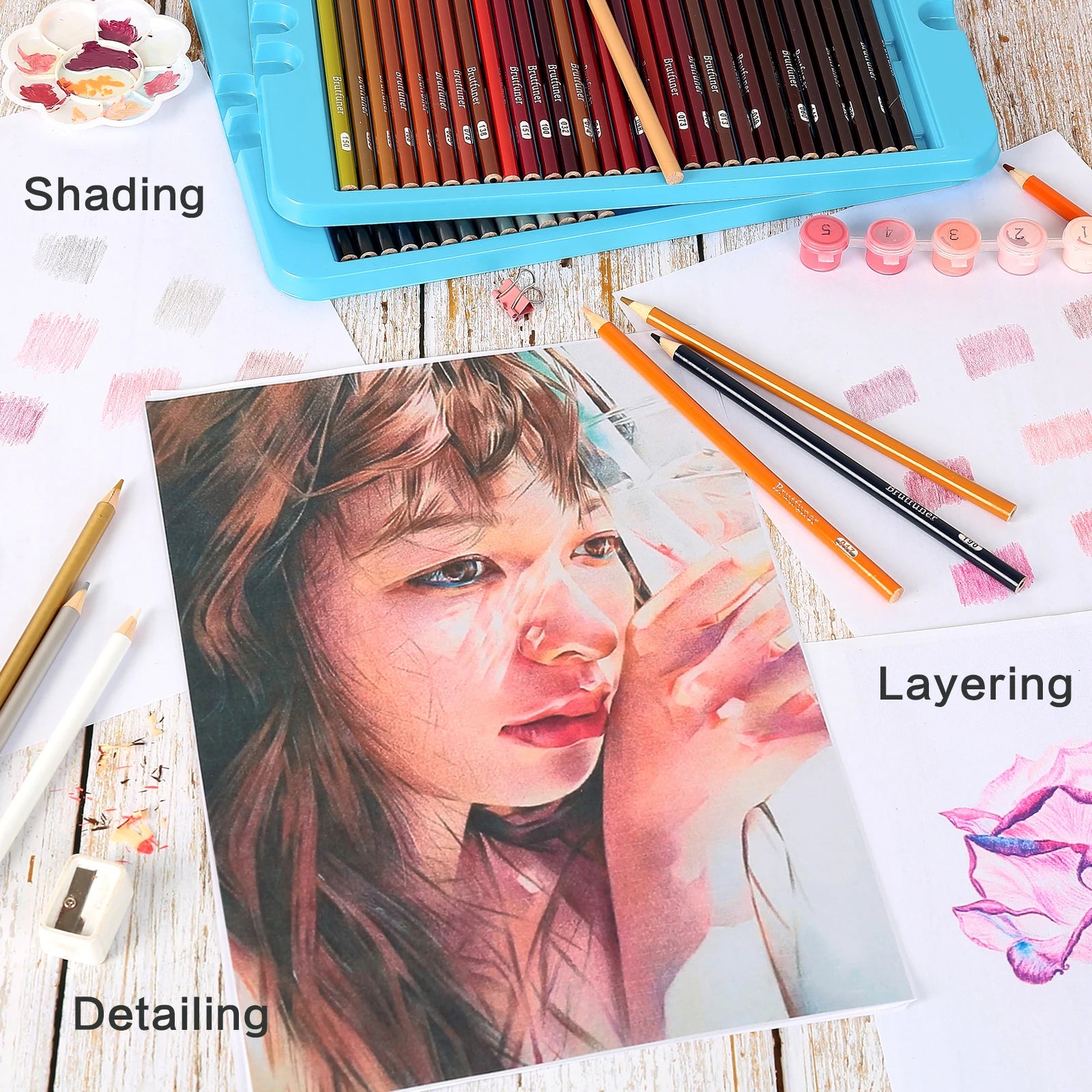 Pro Oily Colored Pencils,Set of 180/240/300/520 Colors,Artists Soft Core with Vibrant Color,Ideal for Drawing Sketching Shading