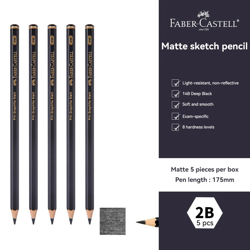 Faber-Castell Graphite Matte Pencil Set HB 2B 4B 6B 8B 10B 12B 14B Shading Writing Sketch Drawing Pencil Stationery Art Supplies