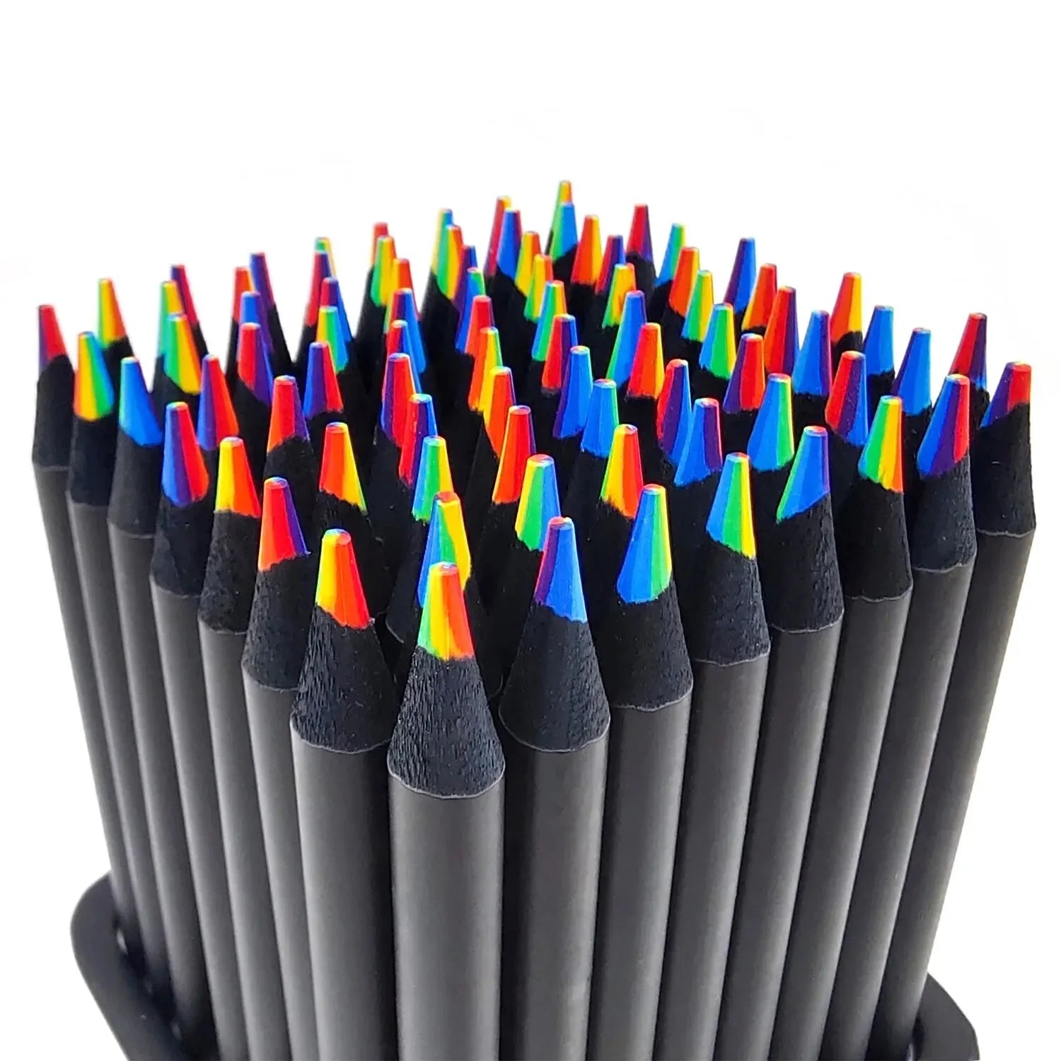 10Pcs/Set Rainbow Pencil Colorful Pencils Wood Colorful Black Wood Painting Supplies Christmas Halloween Gift Black Rainbow Pen