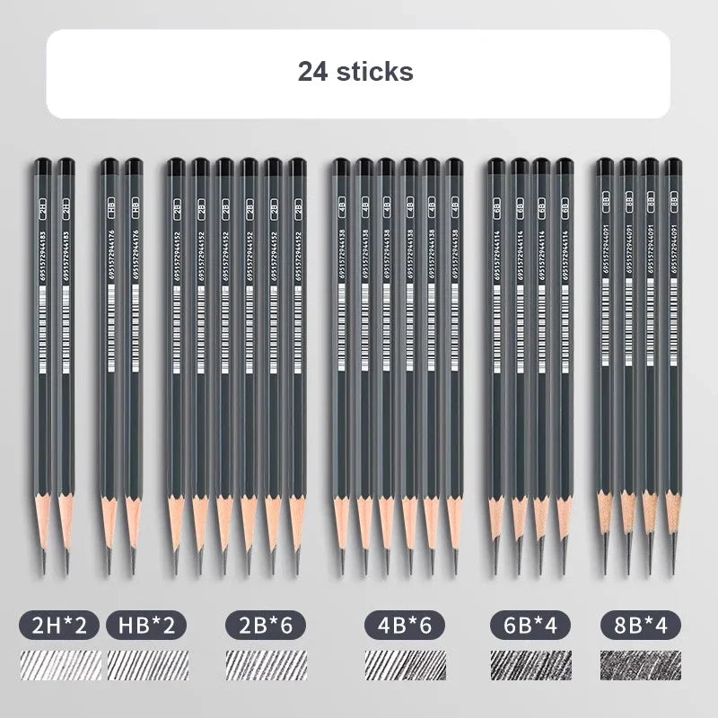 Drawing Sketch Pencils Set Wooden Professional Art Supplies HB 2H B 2B 3B 4B 5B 6B 7B 8B 12B 14B Painting Shading Artist Pencils