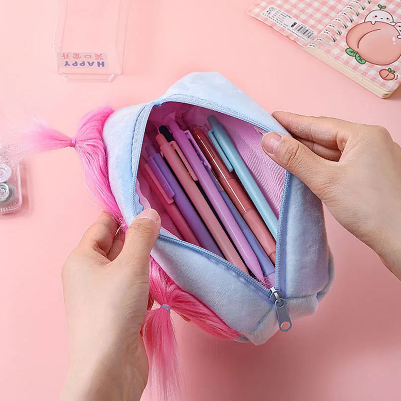 Long Hair Pencil Case School Supplies Pencil Pouch Estuche Escolar Funny Comb Large Capacity Cute Stationery Pencil Case Girls