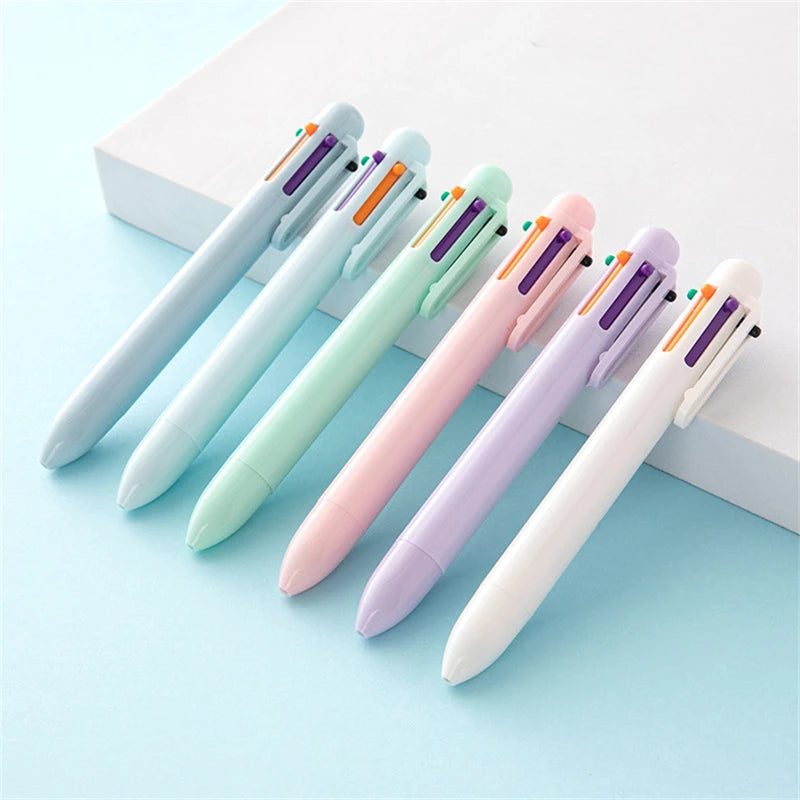 1pcs Candy Design Multi Color Ink Ballpoint Pen 0.5mm 6 In 1 Roller Ball Pen Spot Liner Marker Office School A7098