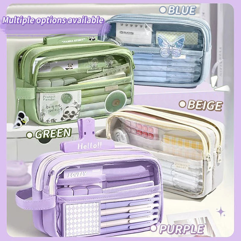 1 large capacity pencil case and stationery bag with multiple compartments, suitable for organizing office and school supplies