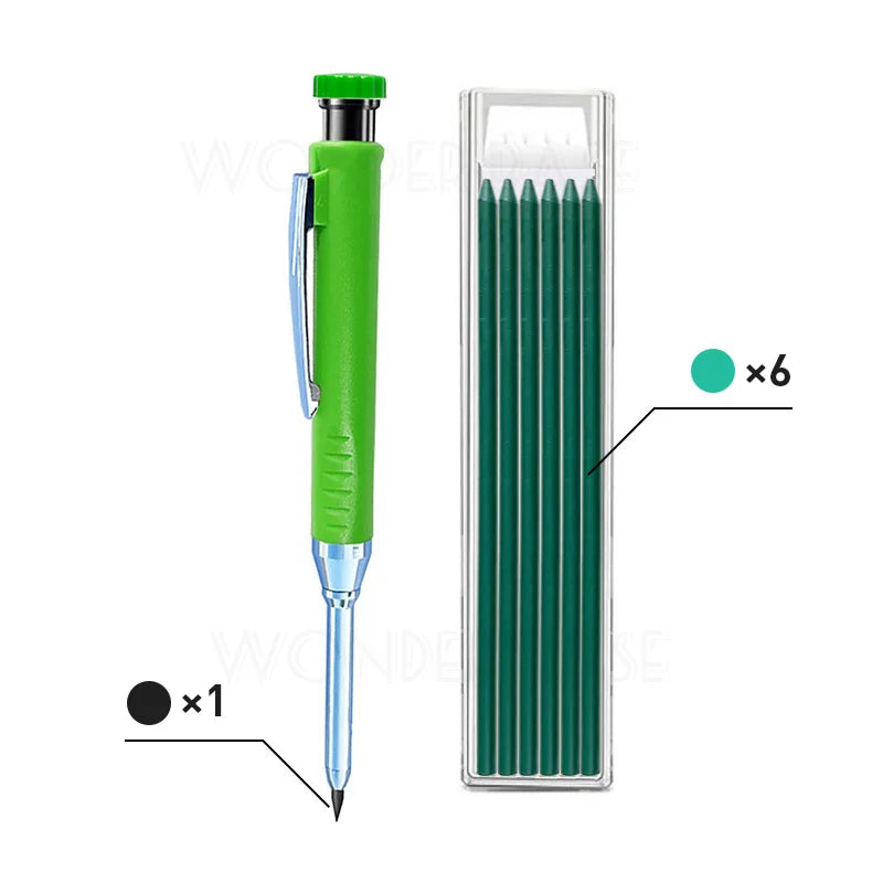 5 Colors 40mm Long Head Carpenter Mechanical Pencil Deep Hole Marker Pencil for Woodworking Construction Home Improvement