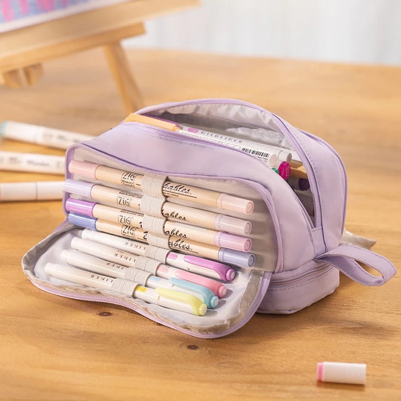Pencil Case Large Capacity Pencil Pouch Portable 3 Layers Pen Bag Gift for Office School Back To School Stationery Storage Bags