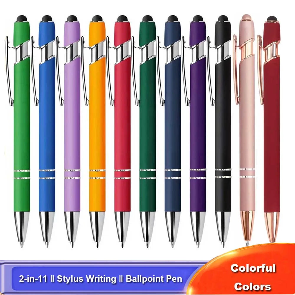 5-12Pieces Ballpoint Pen with Stylus Tips, Metal, 2 in 1 Stylus Ballpoint Pen 1.0 mm Black Ink  for Smartphone, Tablet