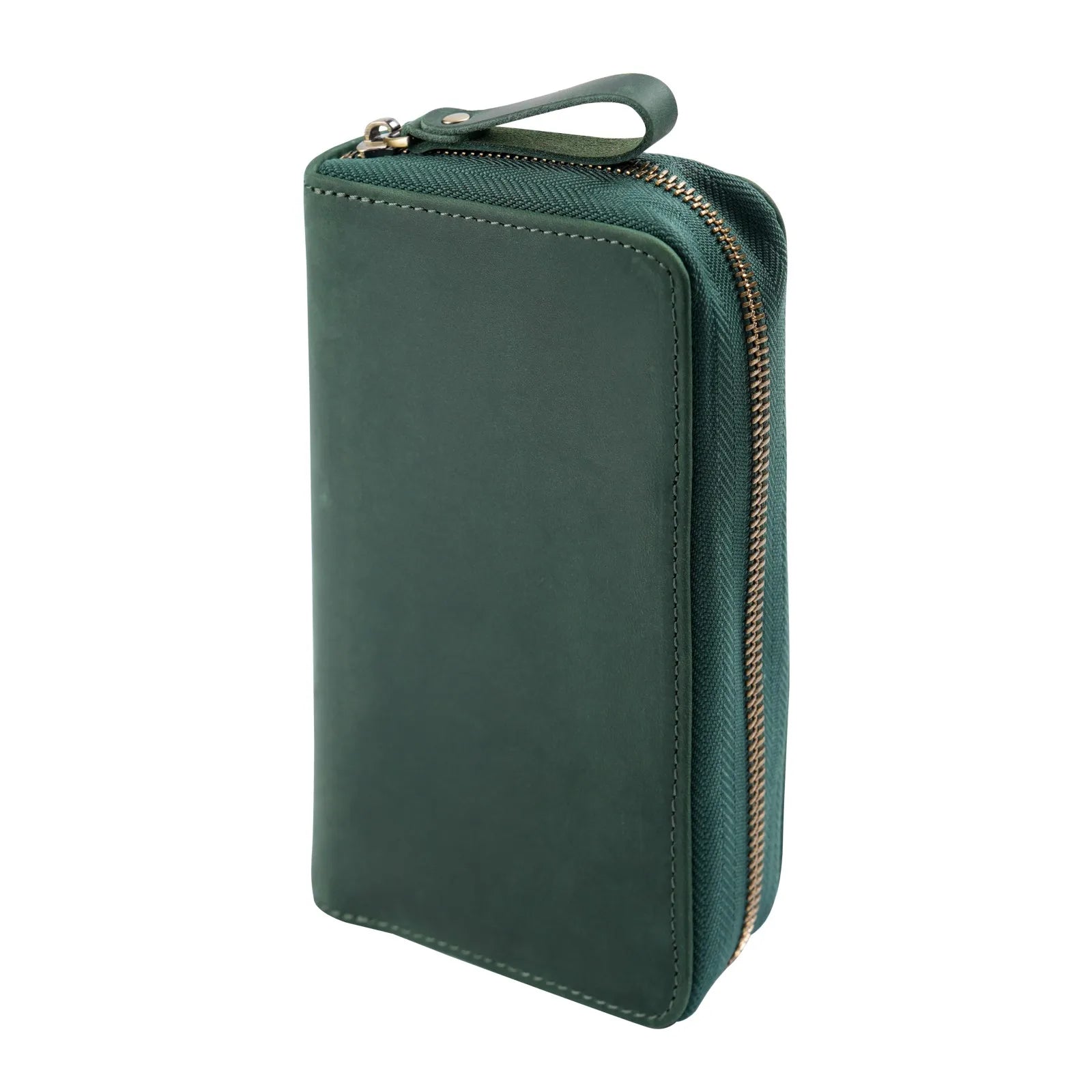 Genuine Leather Fountain Pen Holder Case with Divider, Large Capacity Pencil Pouch Pen Bag for 10 Pens, for Students Stationery