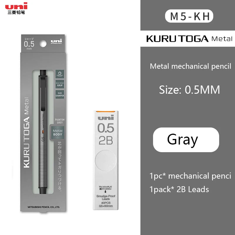 Uni Kuru Toga Metal Mechanical Pencil,M5-KW/KH Metal&Wood Barrel Premium 0.5mm Automatic Rotation Engine For Writing,DraftingPen
