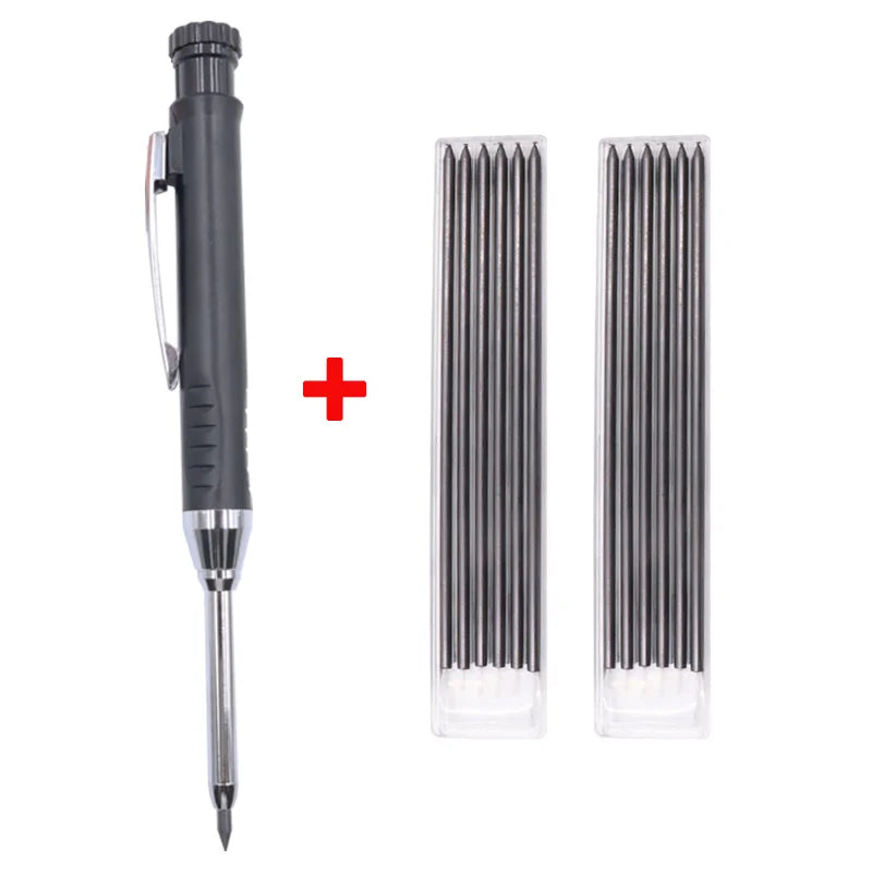 Solid Carpenter Pencil Woodworking  Mechanical 3 Colors Refill Construction Marking Scriber Lead Built-in Sharpener